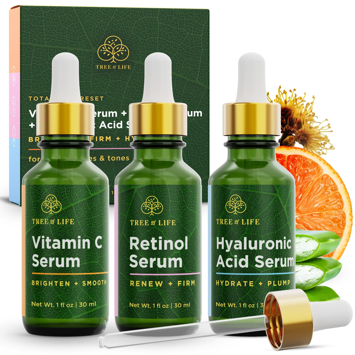 Tree of Life Face Serum Set packaging front view