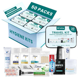 TREKTOTE 20-Piece Hygiene Kit front view in clear bag