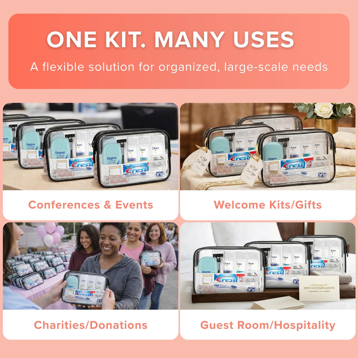 TREKTOTE kit with comb, cotton swabs, and floss picks