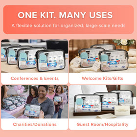TREKTOTE kit with comb, cotton swabs, and floss picks