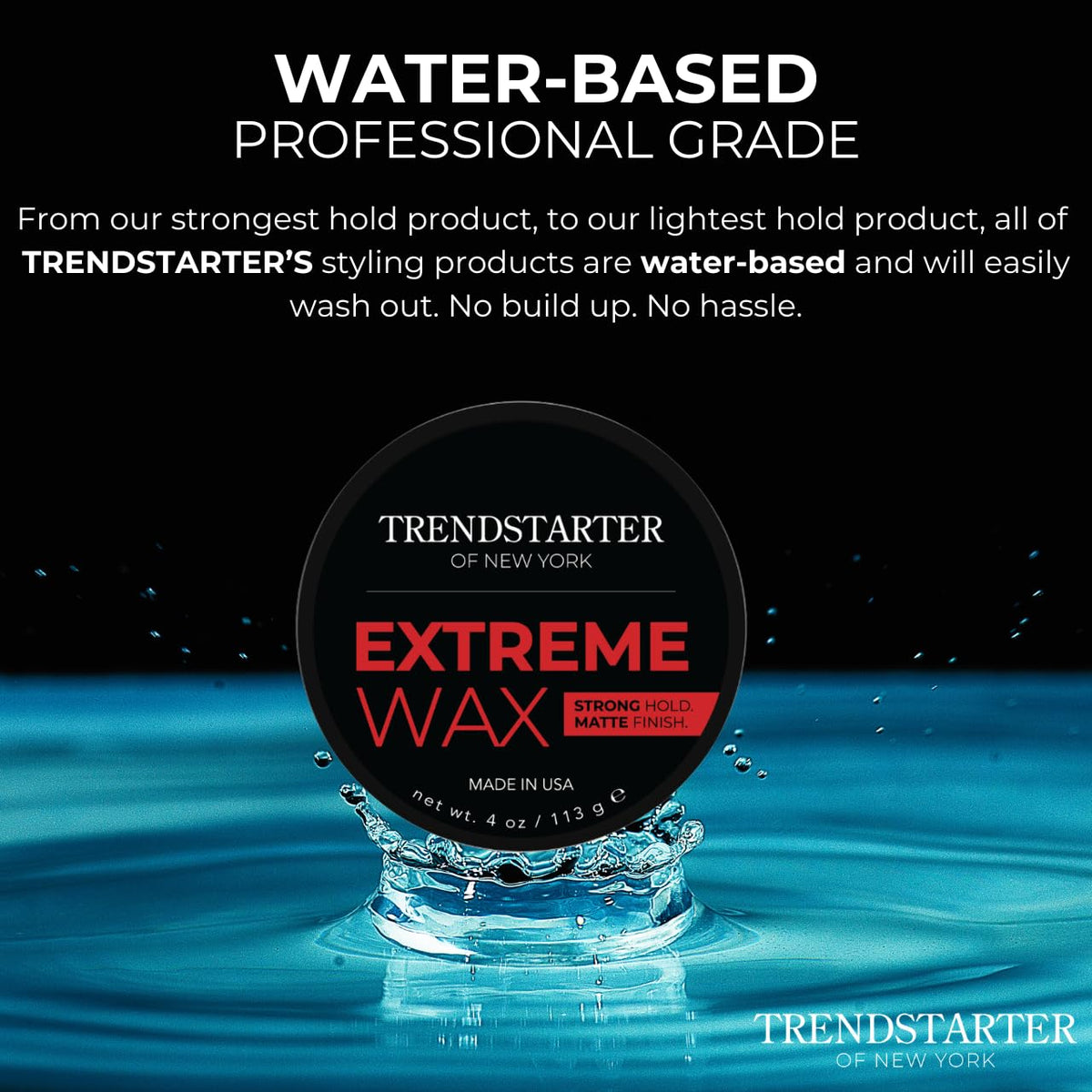TRENDSTARTER Hair Wax 4oz lid open showing product inside