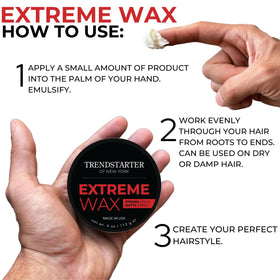 TRENDSTARTER Hair Wax 4oz with hair styled in matte finish