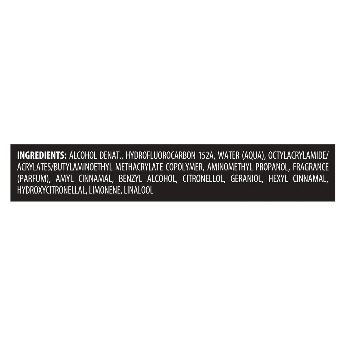 TRESemmé Hairspray Freeze Hold ingredients list