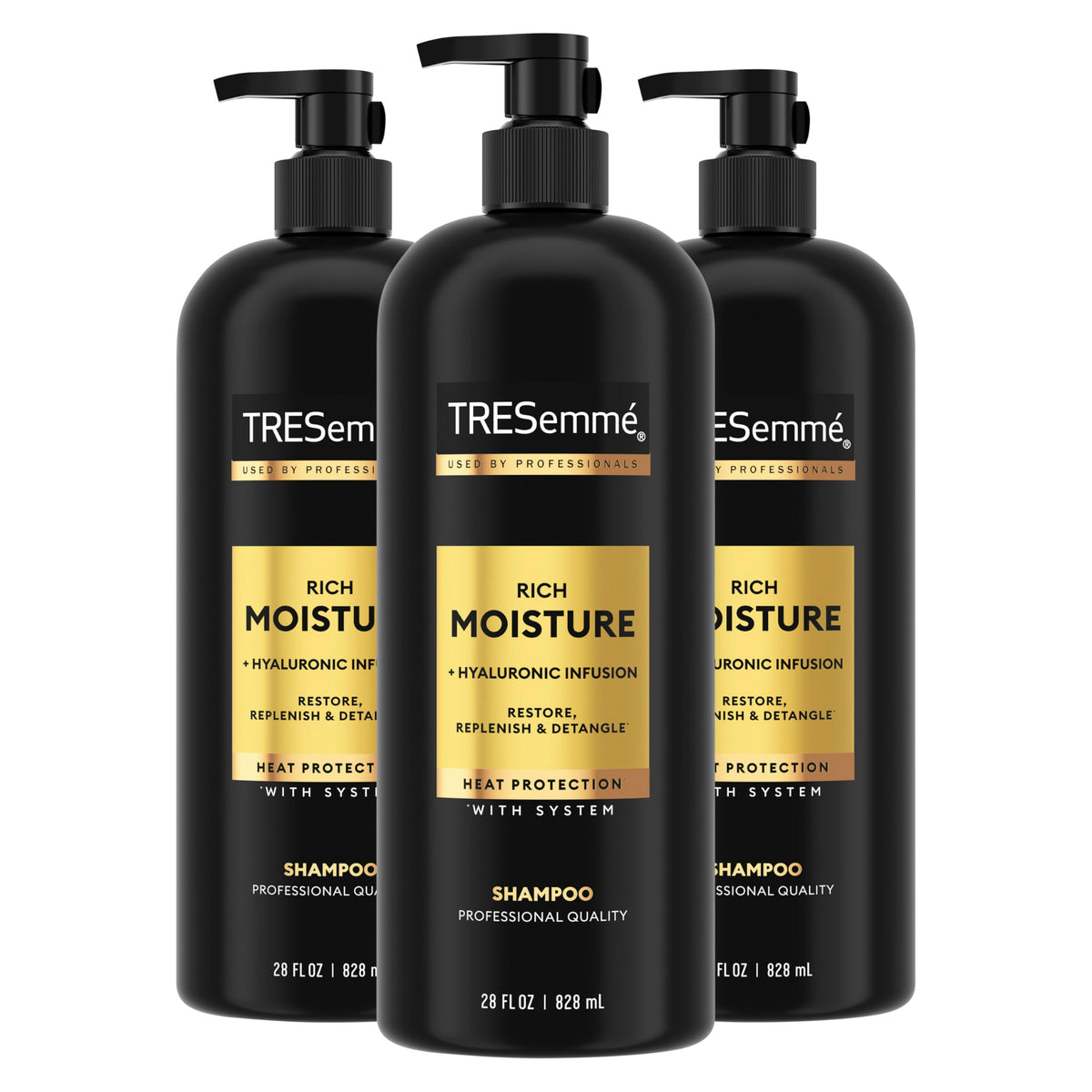 TRESemmé Rich Moisture Hydrating Shampoo 3 Count packaging front view