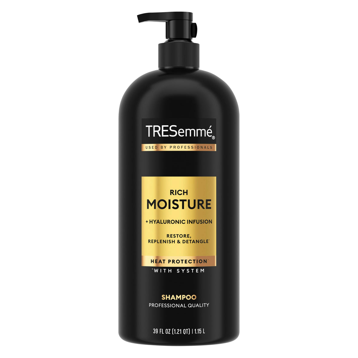 TRESemmé Rich Moisture Hydrating Shampoo 39 fl oz front view with pump