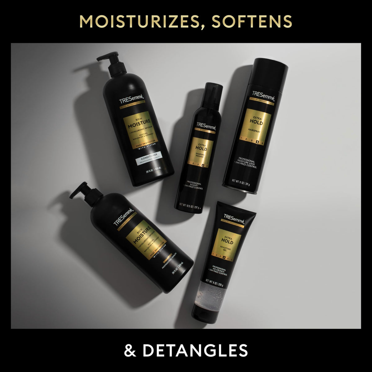 TRESemmé Rich Moisture Hydrating Shampoo being applied to hair
