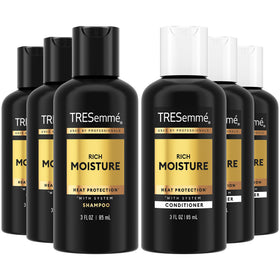 TRESemmé Travel Shampoo & Conditioner Set front view with three bottles each