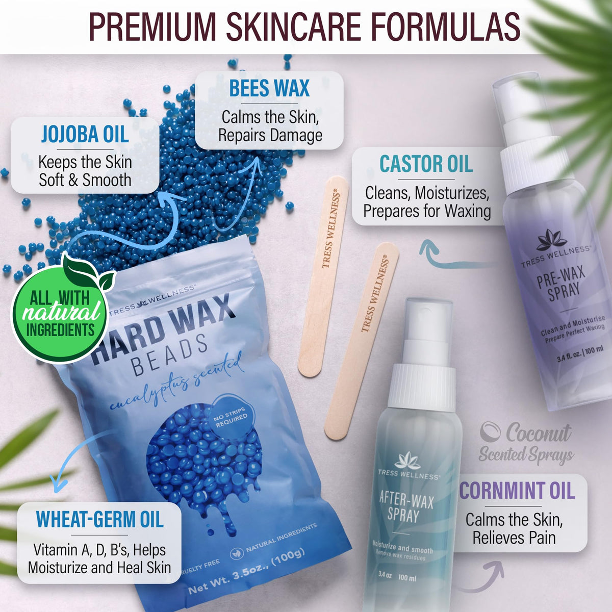 Tress Wellness pre-wax and after-wax sprays