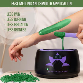Tress Wellness Wax Beads Kit next to waxing tools