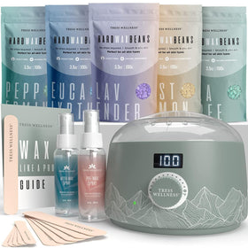 Tress Wellness Waxing Kit contents including digital wax warmer and wax beads