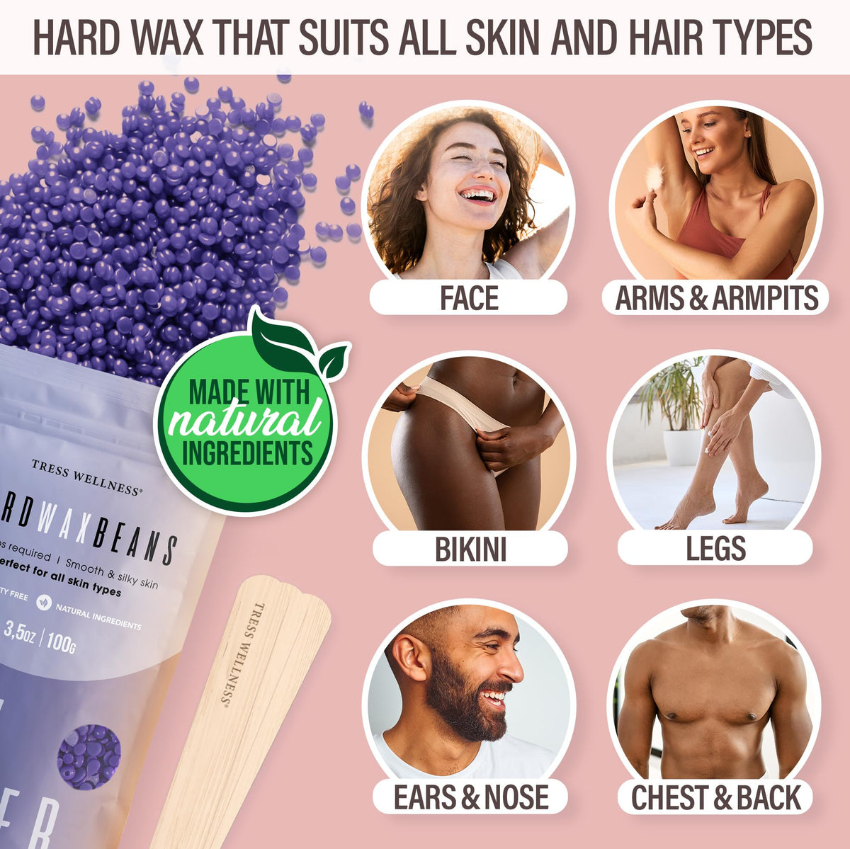 Tress Wellness Waxing Kit contents including wax beads and sticks