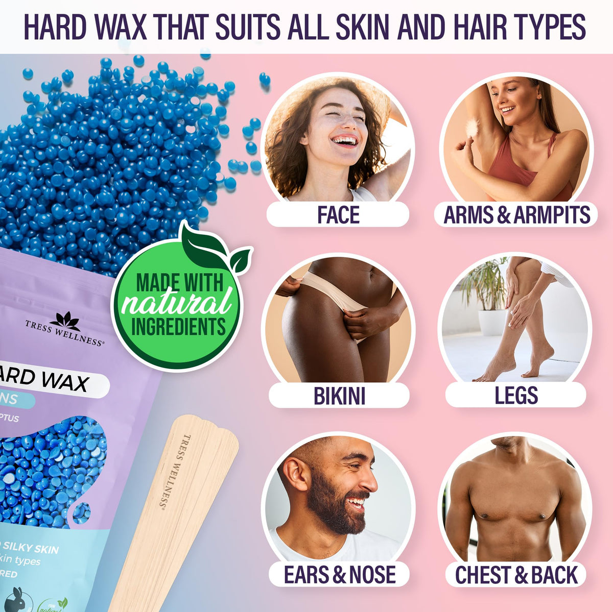 Tress Wellness Waxing Kit contents including wax beads and sticks