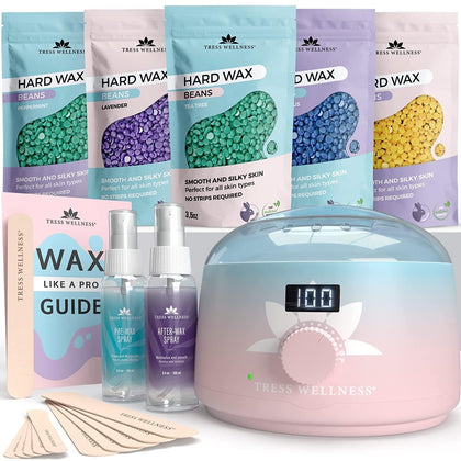 Tress Wellness Waxing Kit front view with digital wax warmer