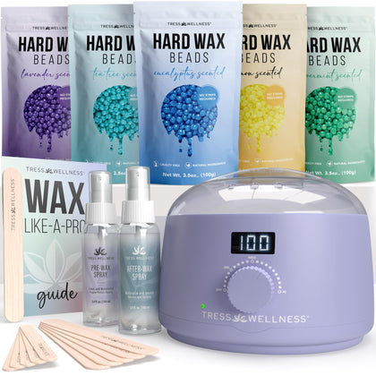 Tress Wellness Waxing Kit front view with digital wax warmer