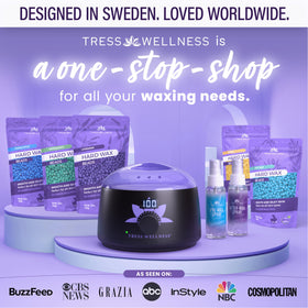 Tress Wellness Waxing Kit with black and purple flower design