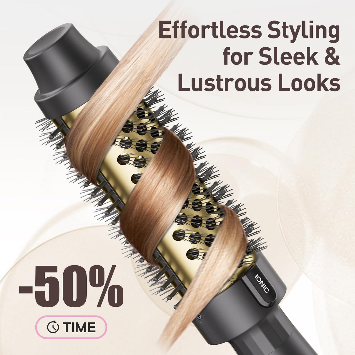 Tresses Touch Thermal Brush 1.5 inch in use on hair