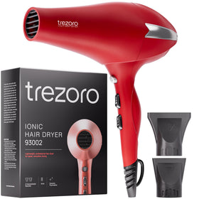 TREZORO Professional Hair Dryer front view in red
