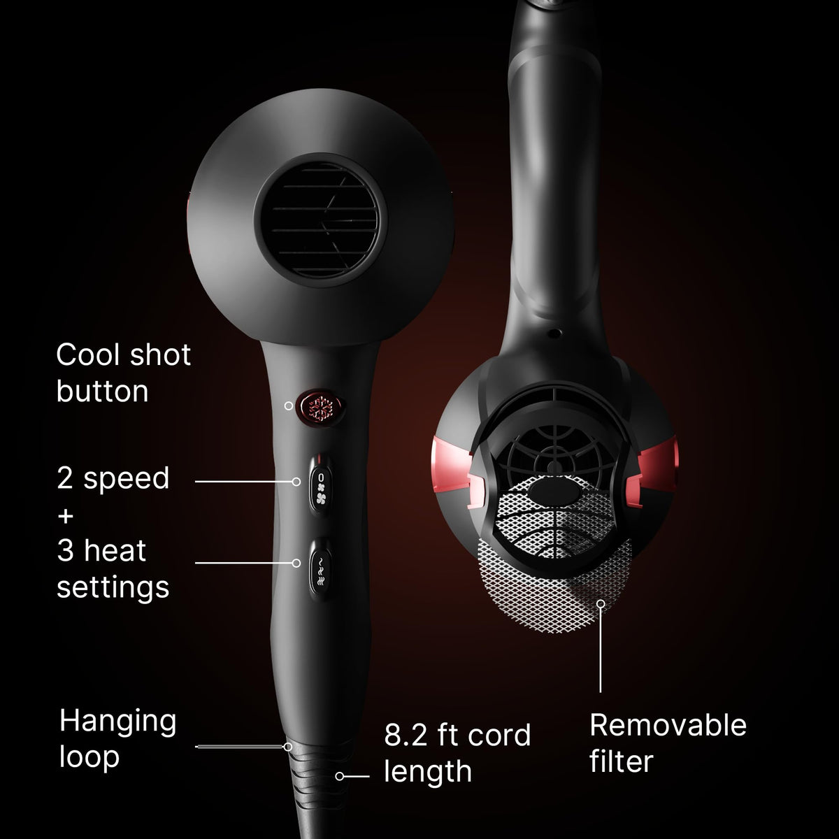 TREZORO Professional Hair Dryer side view