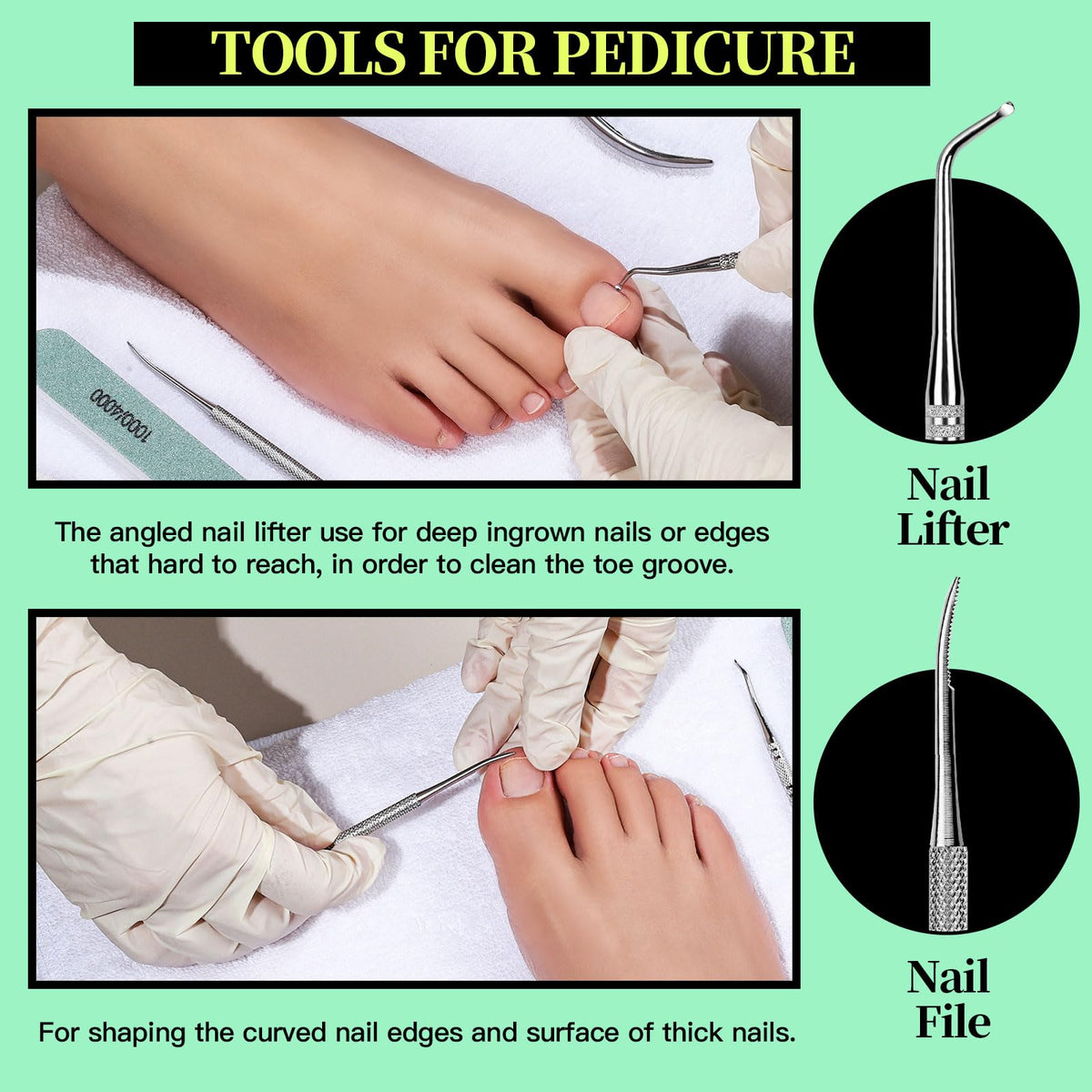 Triangular cuticle peeler and stainless steel toenail file