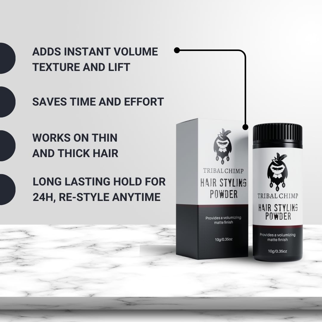 Tribal Chimp Hair Styling Powder 10g container close-up