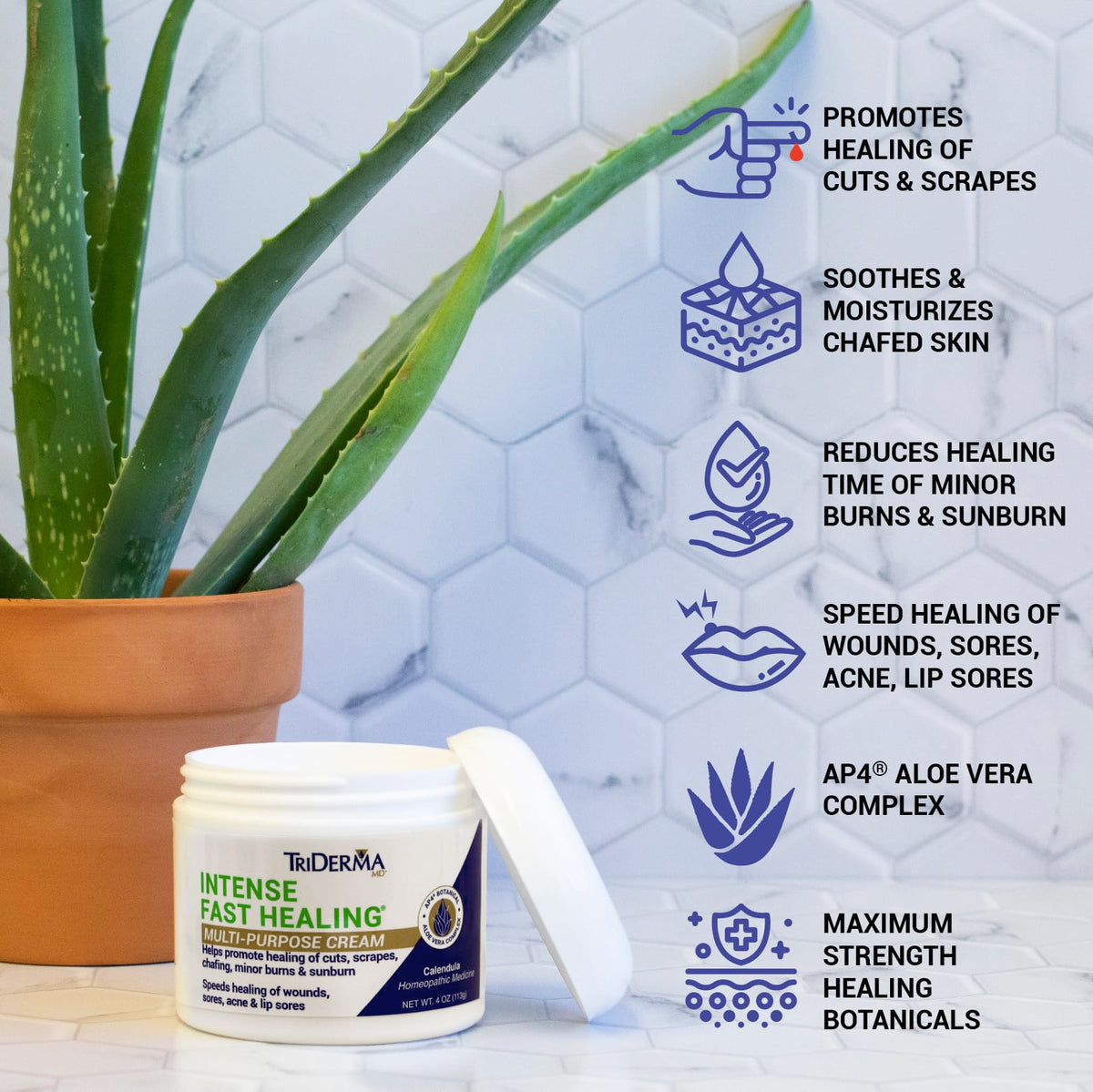 TriDerma Intense Fast Healing Cream 4oz texture close-up