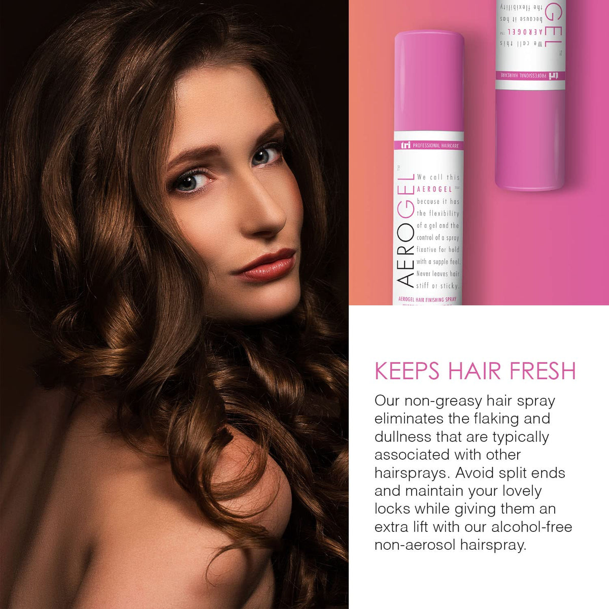 TRIDESIGN Aerogel Hair Spray held in hand for size reference
