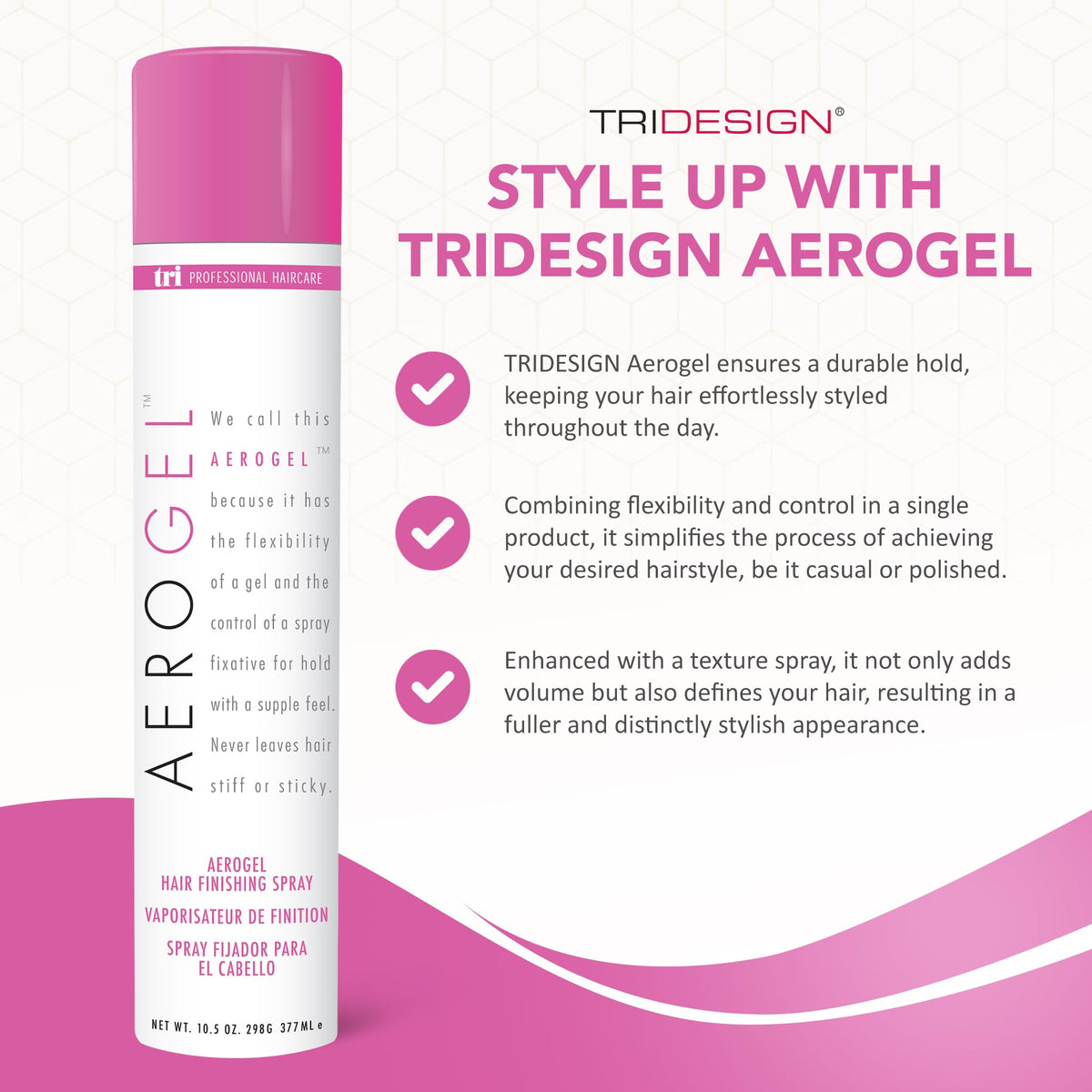 TRIDESIGN Aerogel Hair Spray side view with nozzle
