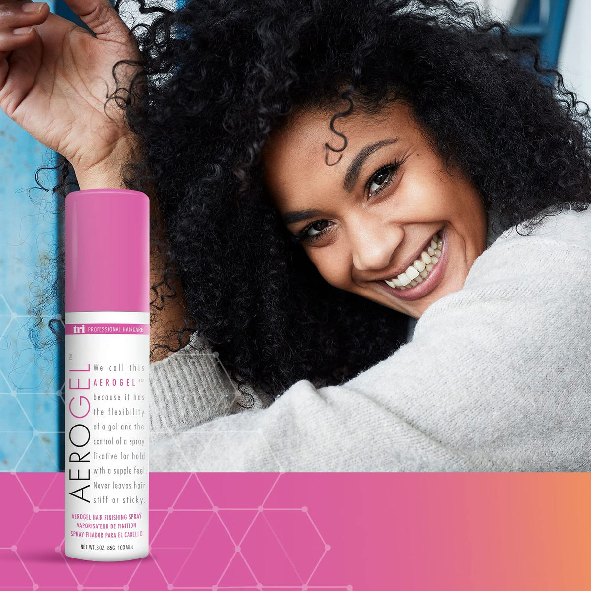 TRIDESIGN Aerogel Strong Hold Hair Spray 3 oz with styling tools
