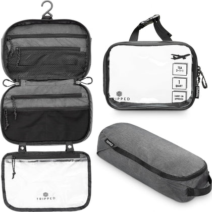 TRIPPED Travel Gear 3-Piece Toiletry Bag Set front view
