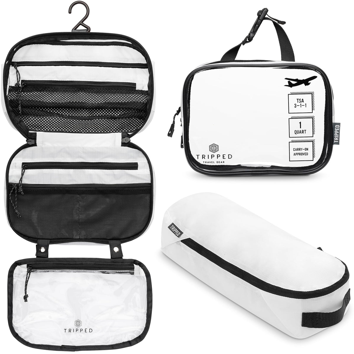 TRIPPED Travel Gear 3-Piece Toiletry Bag Set front view