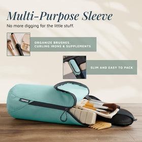 TRIPPED Travel Gear toiletry bag set on a travel suitcase