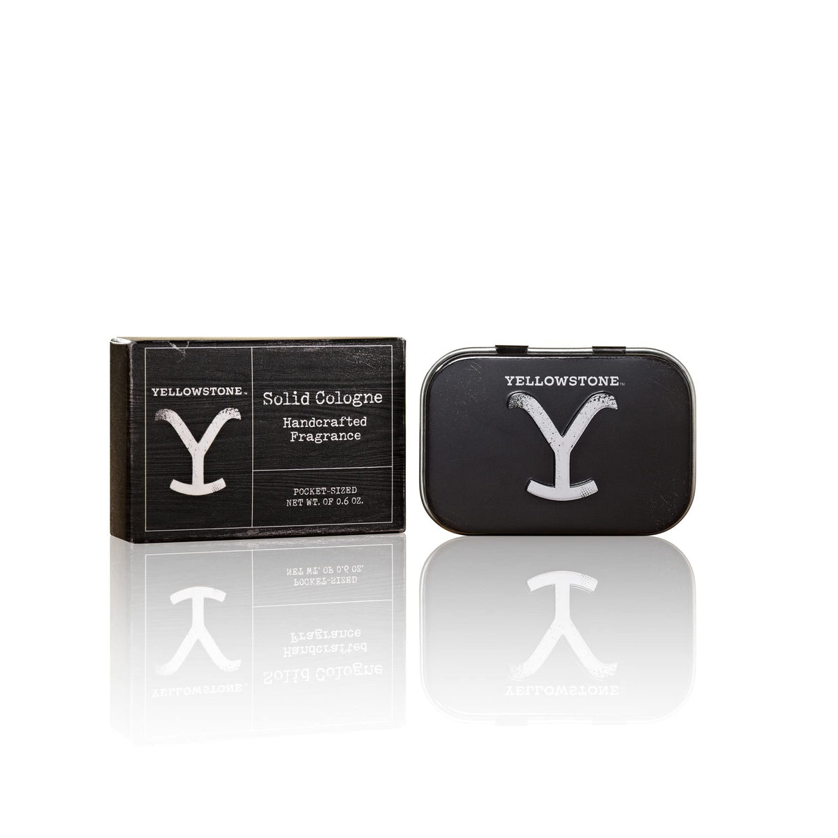 Tru Fragrance Beauty Yellowstone Mens Solid Cologne front view in tin
