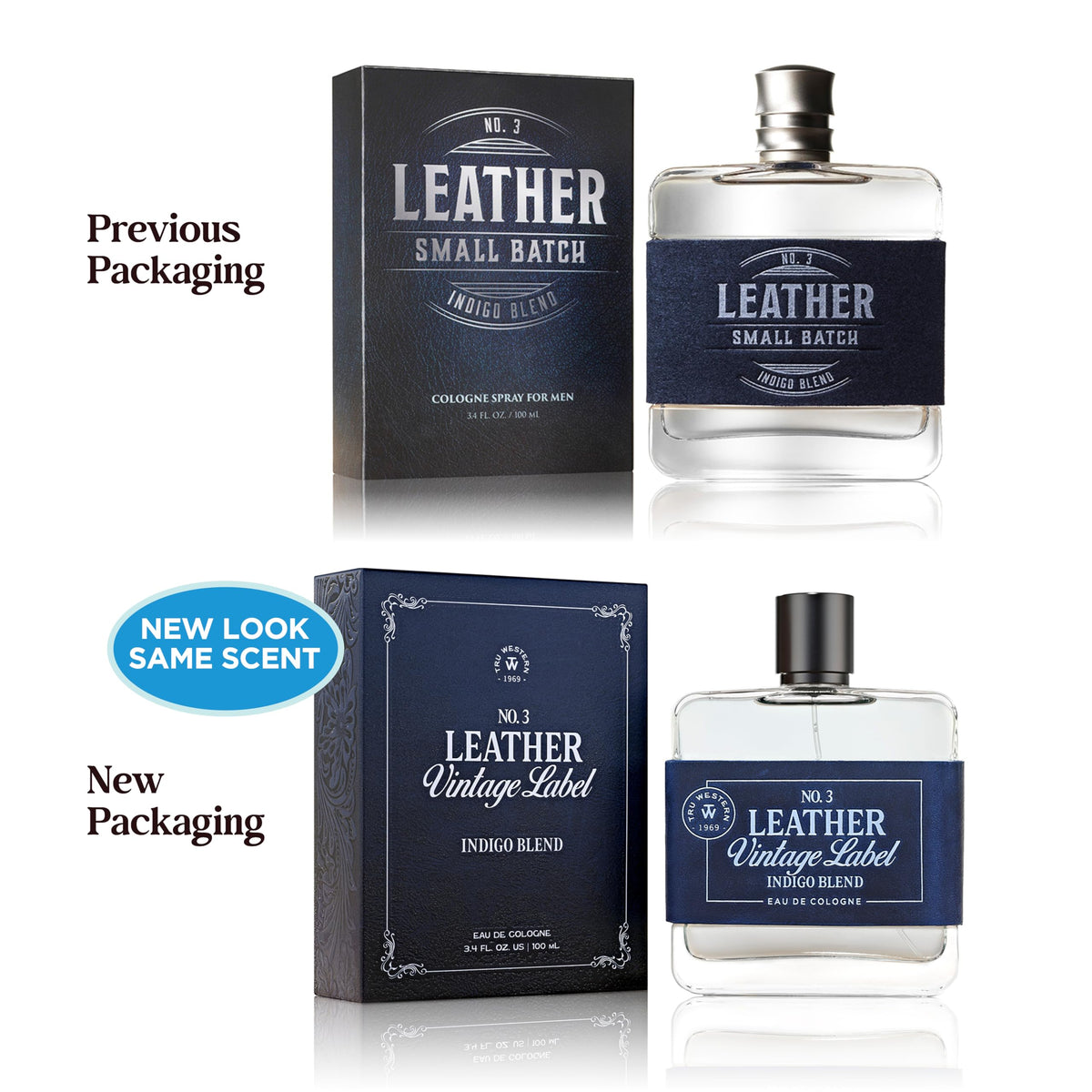 Tru Western Leather #3 Indigo Blend Men's Cologne bottle side view