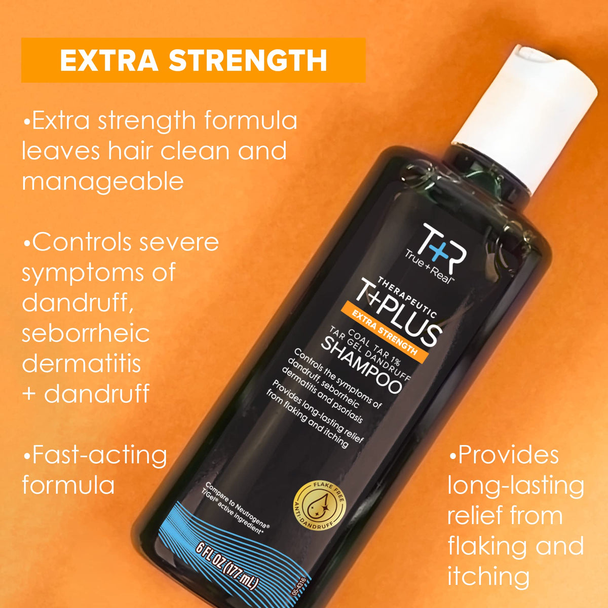 True+Real Coal Tar Anti-Dandruff Shampoo 6oz with cap open