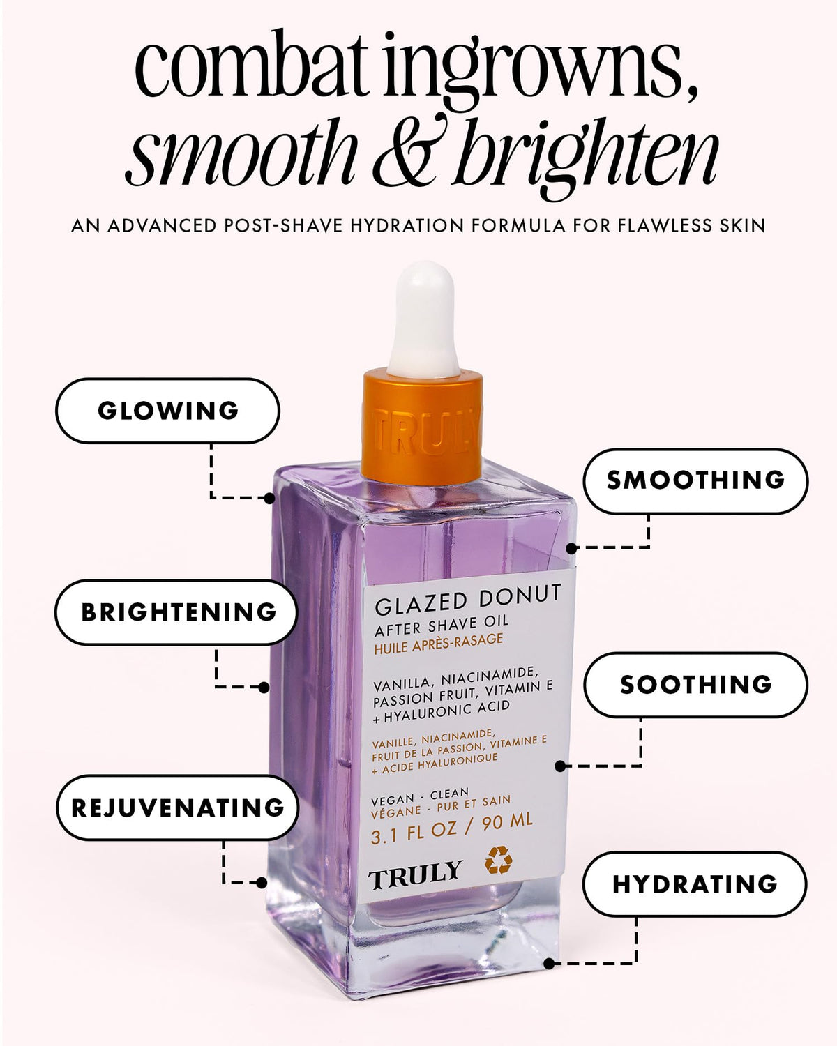 Truly Glazed Donut After Shave Oil Jumbo back view showing ingredients