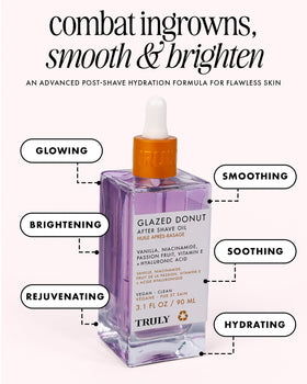 Truly Glazed Donut After Shave Oil Jumbo back view showing ingredients