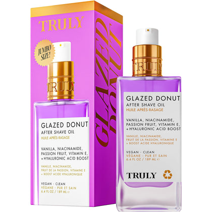 Truly Glazed Donut After Shave Oil Jumbo front view with vanilla glaze scent