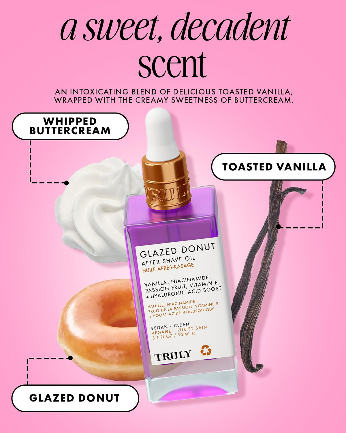 Truly Glazed Donut After Shave Oil Jumbo with other grooming products