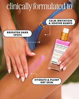 Truly Unicorn Fruit After Shave Serum side view highlighting the bottle design