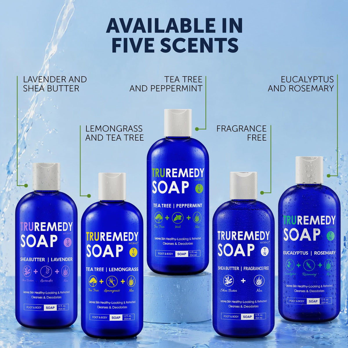 Truremedy Naturals Tea Tree Oil Body Wash in use with lather