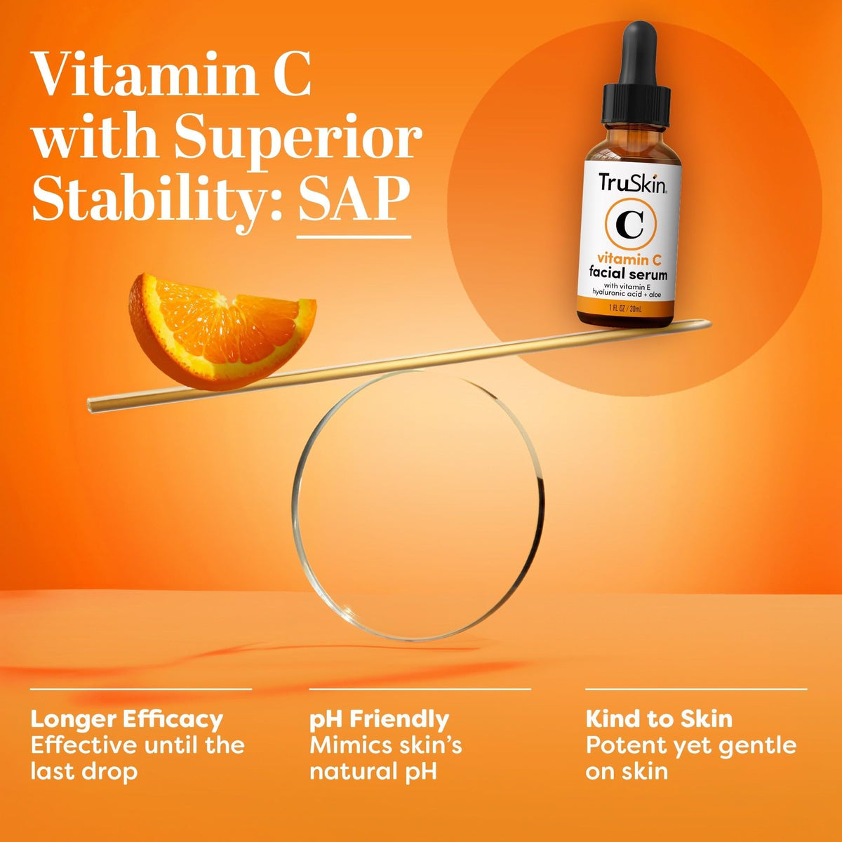 TruSkin Brightening Vitamin C Serum on a bathroom counter