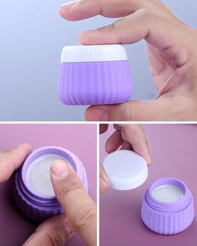 TSA approved travel containers in a clear makeup bag