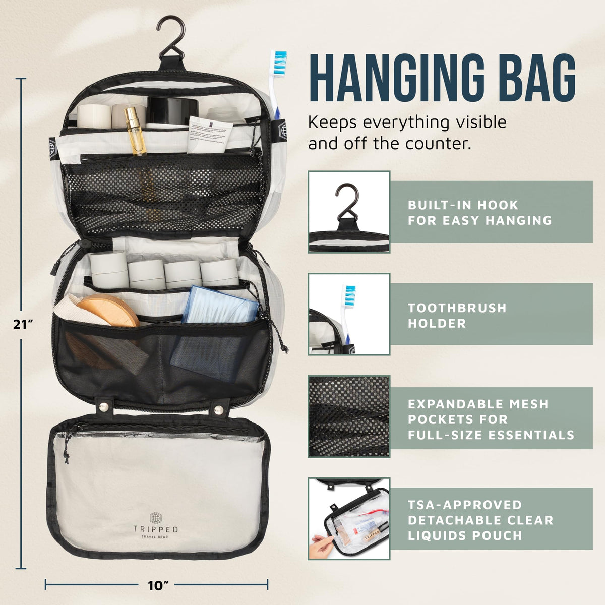 TSA quart 311 liquids bag with adjustable clip