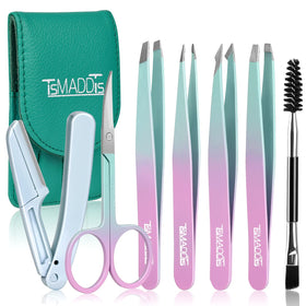 TsMADDTs 7 pcs tweezers set including scissors and razor