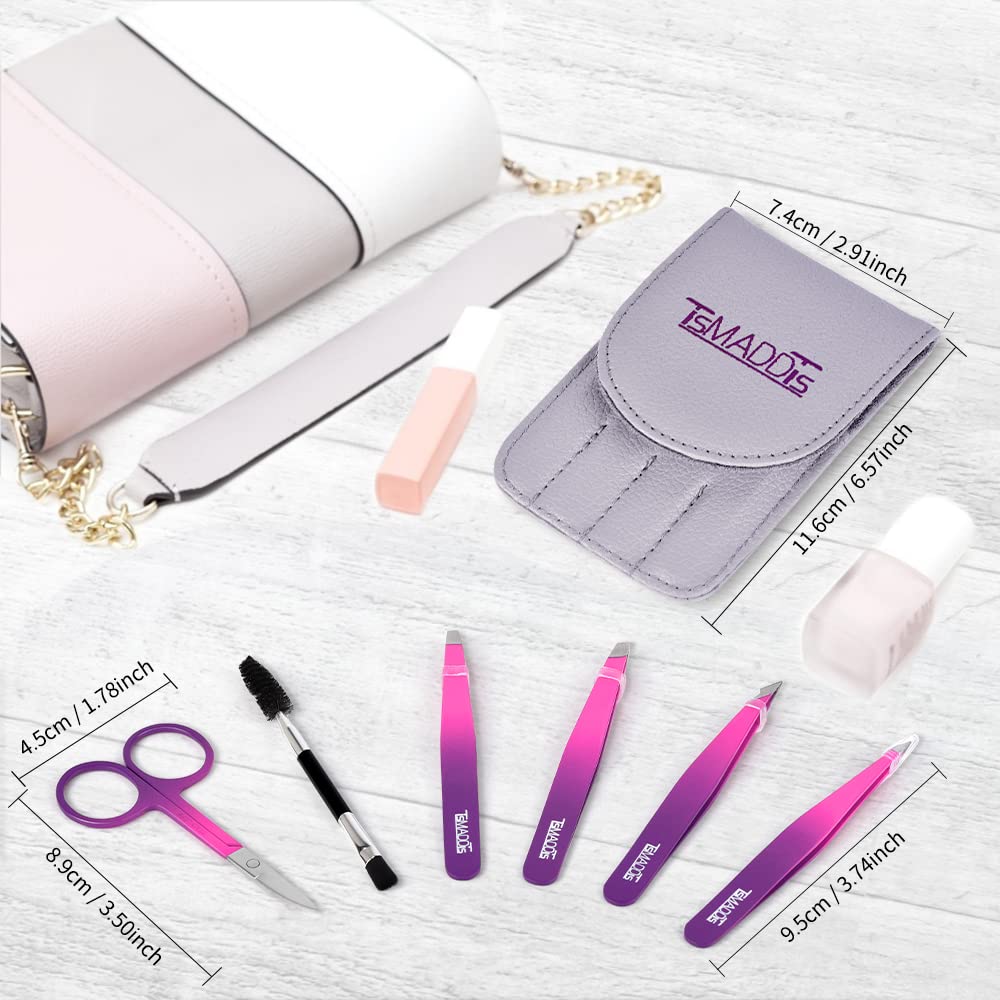 TsMADDTs Eyebrow Tweezer Set displayed with protective covers