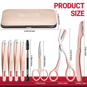 TsMADDTs eyebrow tweezers set including pointed and slant tweezers