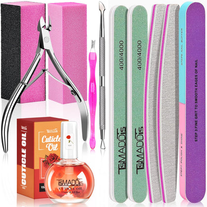 TsMADDTs Manicure Tools Kit with tools and cuticle oil