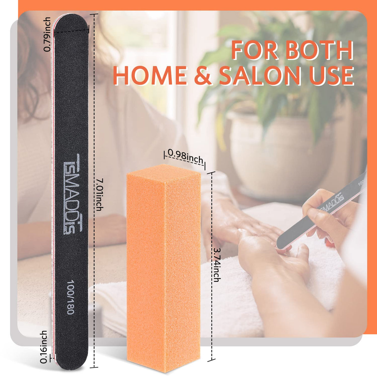 TsMADDTs nail file in use on natural nails