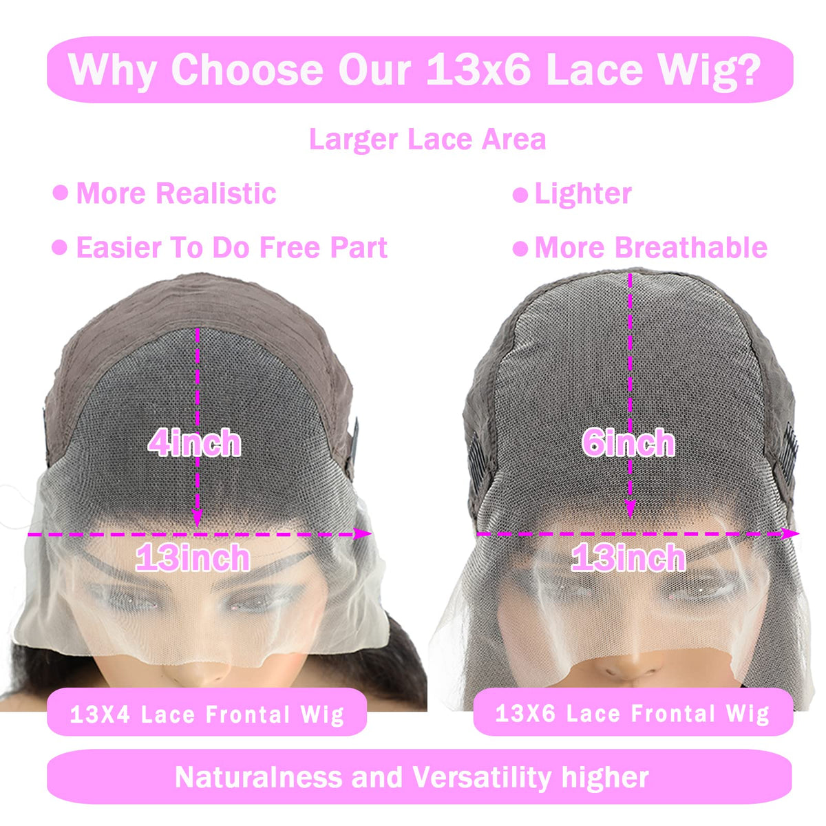 TTSMINS 13x6 Lace Front Wig 24 Inch Straight close-up of lace