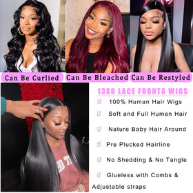 TTSMINS 13x6 Lace Front Wig 24 Inch Straight side view